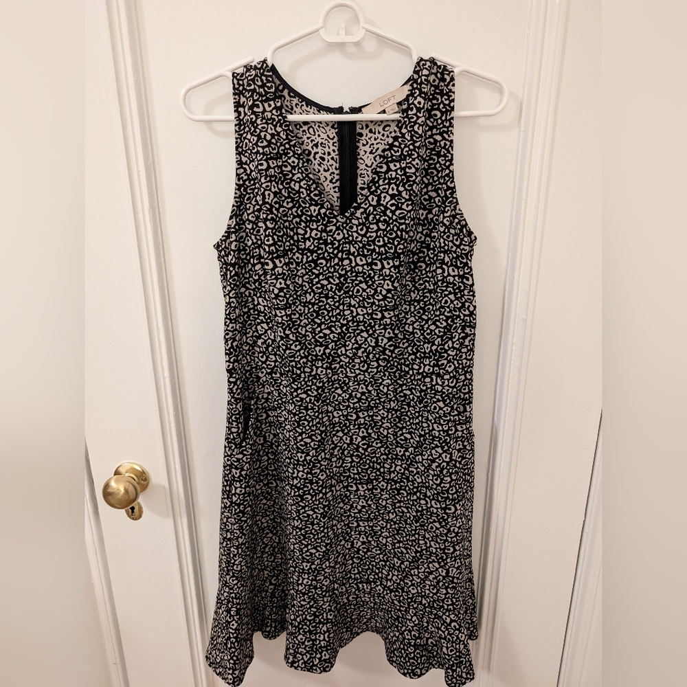Loft Leopard Print Flounce Dress size 6